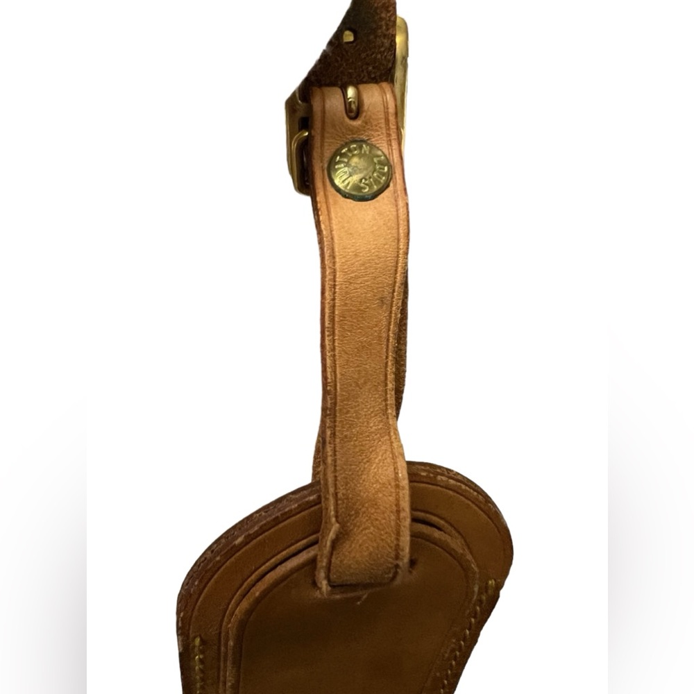 Vintage Louis Vuitton Vachetta Luggage Tag w/ Keepall Strap Holder - Picture 4 of 4